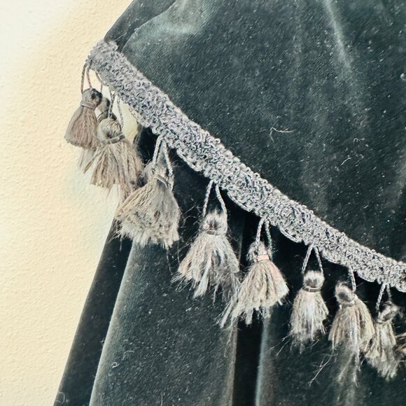 VTG Daisy Kingdom 80s 90s Black Velvet Cloak Cape Hood One Size Whimsigoth - Picture 8 of 10